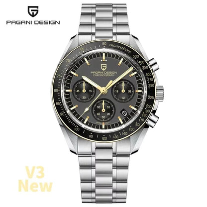 New Version PAGANI DESIGN 1701 Luxury Men Quartz Chronograph Wrist Watches VK63 Movement Stainless Steel Sport Waterproof Clock