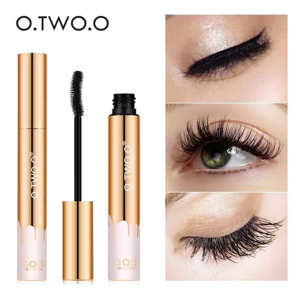 O.TWO.O 3D Mascara Lengthening Black Lash Eyelash Extension Eye Lashes Brush Beauty Makeup Long-wearing Gold Color...