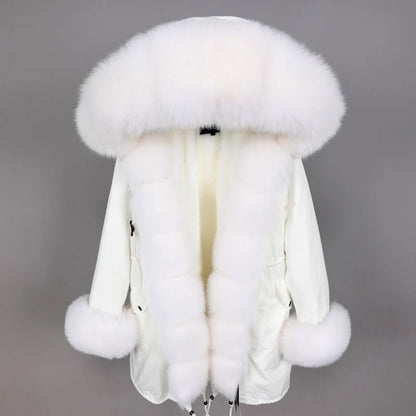 2023 Super Hot  Winter Jacket Hooded Long Overcoat Parkas Female Clothes Removable Real Fox Fur Collar Coats Woman