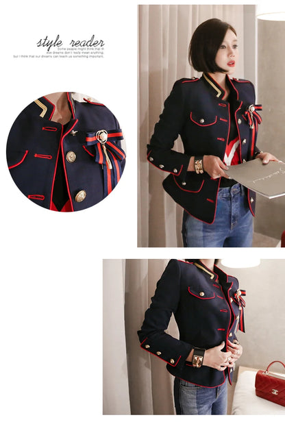 Korean Elegant Office Women Jacket Chic Temperament Formal Vintage Single Breasted Slim Coat Suit Outerwear Blazer Spring Autumn