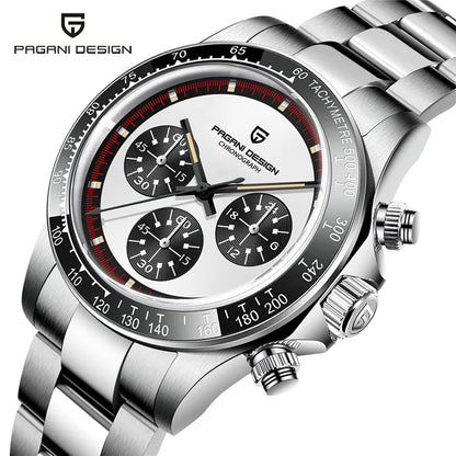 PAGANI DESIGN 1676 Classic Stainless Steel  Men's Quartz Watch Ceramic Bezel Waterproof Clock Luxury Pagani Watch