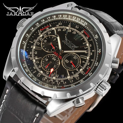 Blue Glass Design Automatic Stainless Steel Men's Business Mechanical Wristwatch with Luminous Date Clock