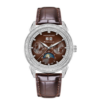 HANBORO Men's Luxury Automatic Mechanical Sports Watch Hollow Pointer Full Diamonds Calendar Luminous Stainless Steel...