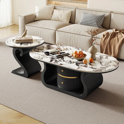 Italian Luxury Modern Simple Design Oval Coffee Table Advanced Lighting Combination for Small Home Hotel Living Room...