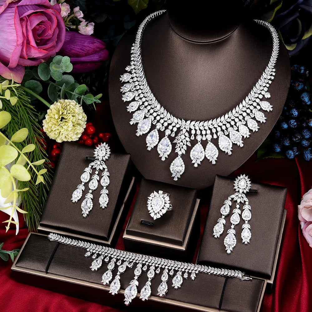 GODKI Famous Brand Green CZ Luxury African Jewelry Sets For Women Wedding Party Zircon Crystal Dubai Bridal Jewelry Set Gift
