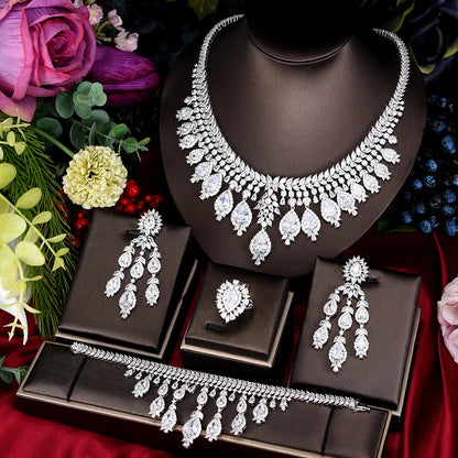 GODKI Famous Brand Green CZ Luxury African Jewelry Sets For Women Wedding Party Zircon Crystal Dubai Bridal Jewelry Set Gift