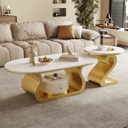 Italian Luxury Modern Simple Design Oval Coffee Table Advanced Lighting Combination for Small Home Hotel Living Room...