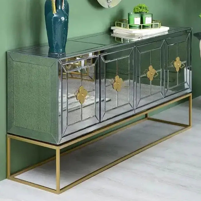 177 X 90cm High Quality Antique Golden Buffet Cabinet Mirror Furniture Mirrored Coffee Table | Kimlud Office Luxury Table
