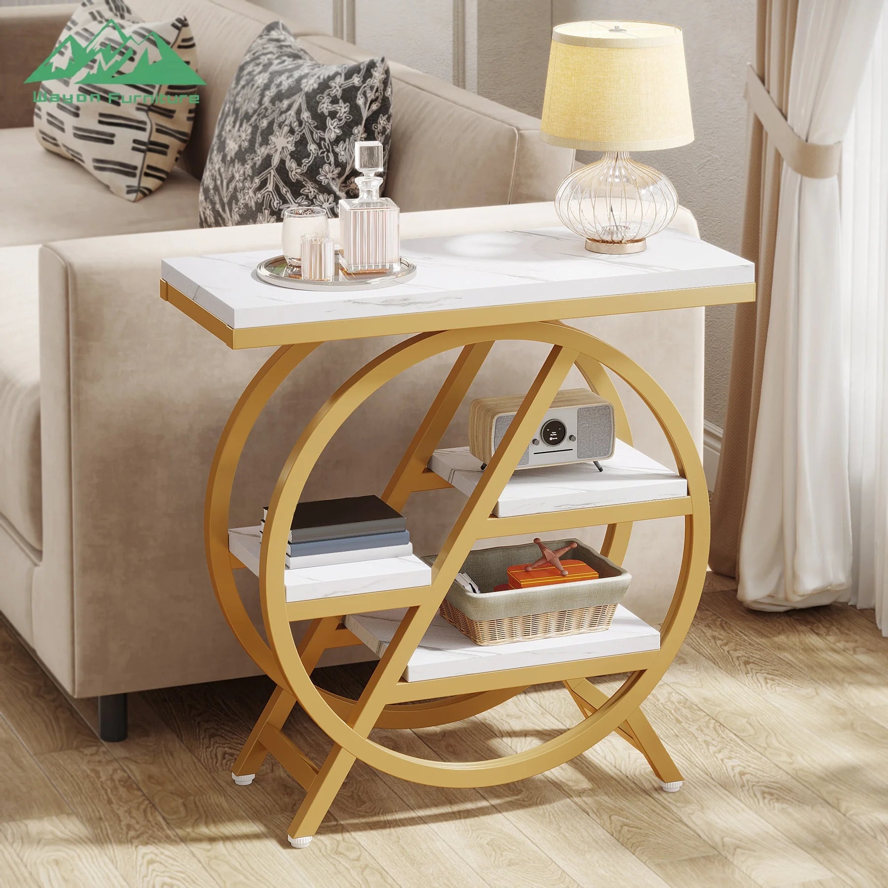 Wayon Modern Luxury Solid Wood Metal Console Table Living Room Entry Hallway Decorative Storage Apartment Furniture |...