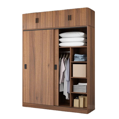 Factory Direct Sales Bedroom Furniture Wooden Sliding Door Wardrobe Wardrobe Simple Modern Factory High-capacity Wholesale