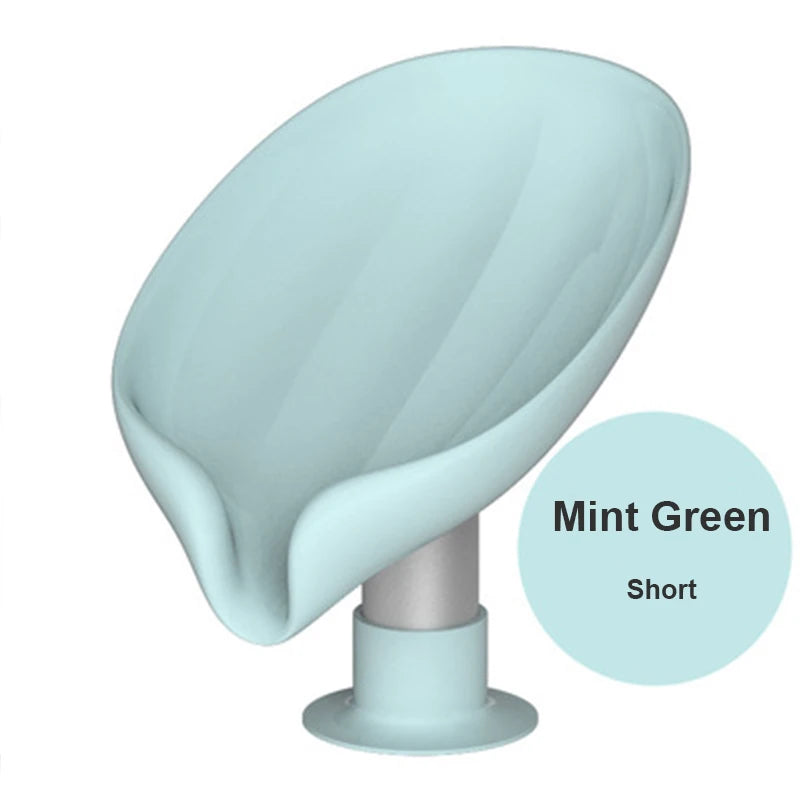 Suction Cup Soap Dish Box For Bathroom Shower Soap Holder with Drain Portable Leaf Shape Toilet Laundry Soap Rack Tray...