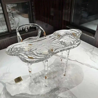 Irregular Shape Glacier Waterfall Transparent Tea Table Epoxy Resin Water Ripple Dining Table for Villa Hotel Home...