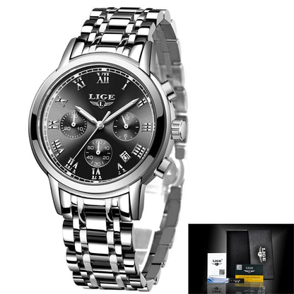 New Fashion Women Watches LIGE Top Brand Ladies Luxury Creative Steel Women Bracelet Watches Female Quartz Waterproof Watch Gift