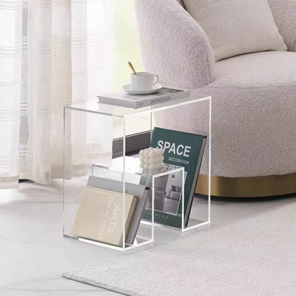 Orange Acrylic Bedside Table Transparent Storage Corner Bedroom Small Apartment Furniture - Kimlud