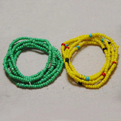2 Pcs Sexy Summer Waist Bead Chains African Belly Beads Colorful Beach Bikini Body Belly Chain Elastic Jewelry for Women Girls - Kimlud