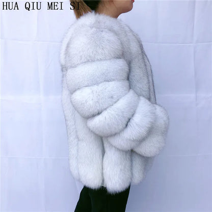 Women's clothing fur coat  red fox coat vertical stripe silver fox red fox fur coat  fox fur coat women's natural fur coat coat