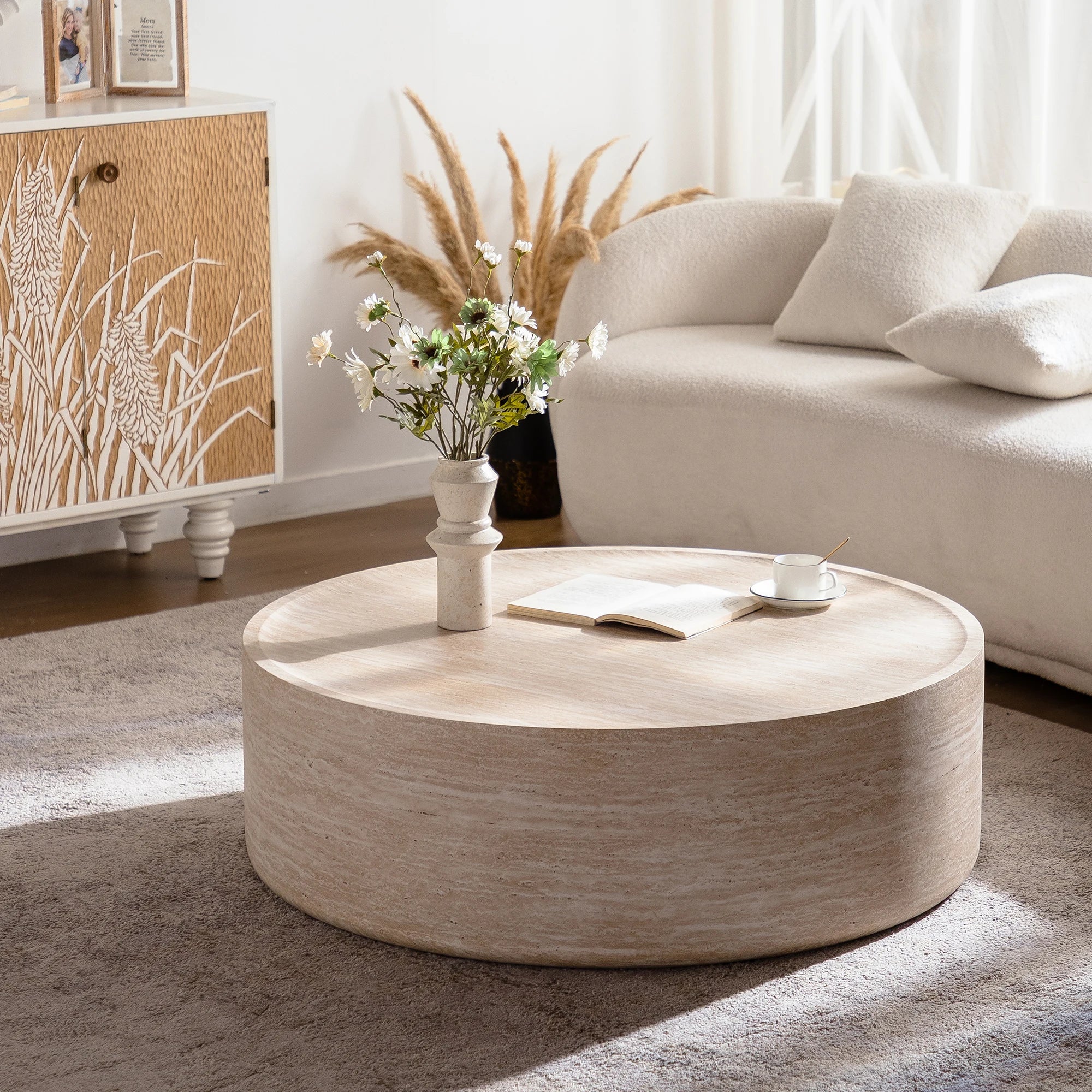 New Italian Minimalist Modern Design Small Apartment Wood Round Coffee Table for Living Room Home Furniture Easy to...