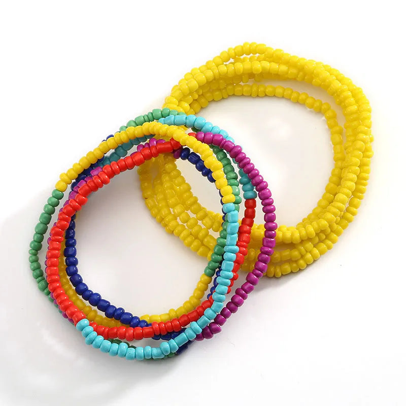 2 Pcs Sexy Summer Waist Bead Chains African Belly Beads Colorful Beach Bikini Body Belly Chain Elastic Jewelry for Women Girls - Kimlud