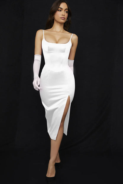 High Quality Pink Dress Bodycon Satin Dress Midi Dress 2022 Black Elegant Dress Sexy Birthday Dress For Women Silk Party Vestido