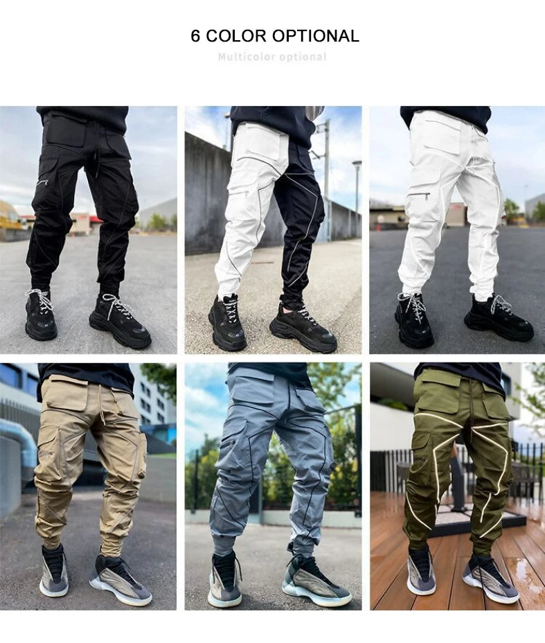Men's Reflective Cargo Pants 2023 New Hip Hop Casual Joggers Trousers Multi-Pocket Men Sweatpants Streetwear Sports Pant M-3XL - Kimlud