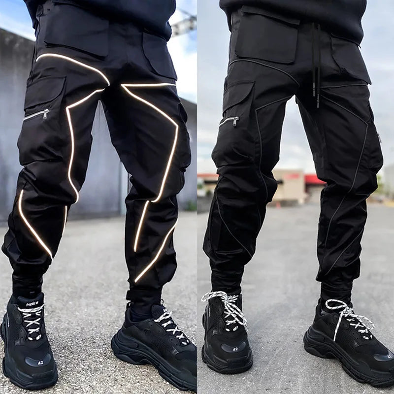 Men's Reflective Cargo Pants 2023 New Hip Hop Casual Joggers Trousers Multi-Pocket Men Sweatpants Streetwear Sports Pant M-3XL - Kimlud