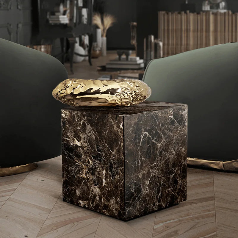Boca Luxury Copper Base High-end Marble Side Table with Stylish Furniture for Interior Villa and Home Decor | Kimlud...