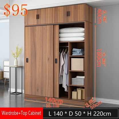 Factory Direct Sales Bedroom Furniture Wooden Sliding Door Wardrobe Wardrobe Simple Modern Factory High-capacity Wholesale