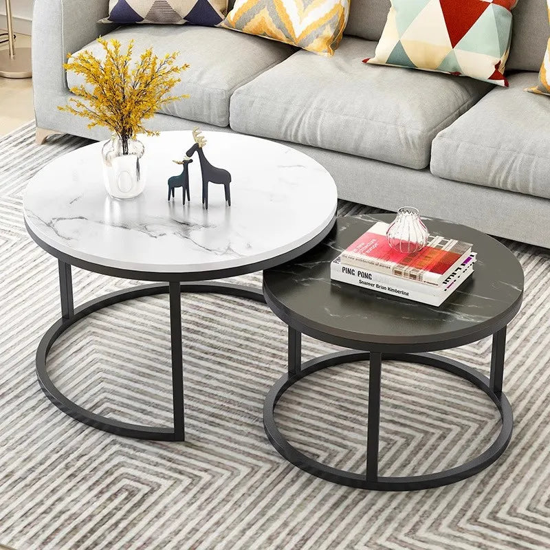 Nordic Contemporary Gold Metal Nesting Coffee Table Set Wabi-Sabi Style for Modern Home Living Room Furniture | Kimlud...