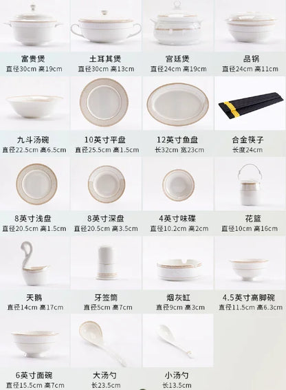 Christmas CeramicTableware 60Piece Set Equipped With Turkey Pot Fashion Xiaozi Series Ten Dining Simple Bone China...
