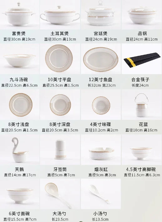 Christmas CeramicTableware 60Piece Set Equipped With Turkey Pot Fashion Xiaozi Series Ten Dining Simple Bone China...