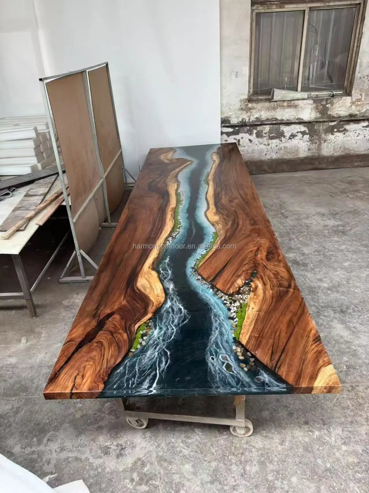 Factory Directly Luxury Home Furniture Solid Walnut Wood Restaurant Dining Coffee River Epoxy Resin Slab Kitchen Table |...