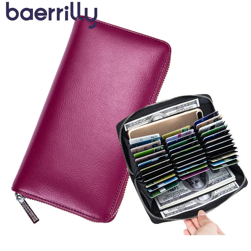 Women RFID Blocking Wallet Genuine Leather Anti Theft 36 Card Holders Women Wallets With Phone Case Clutch Bags Coin...