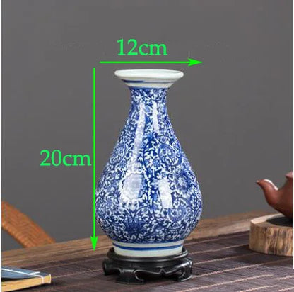Chinese Jingdezhen Blue White Porcelain Antique Ceramic Vase Home Livingroom Table Figurines Decoration Store Flower Pot Crafts