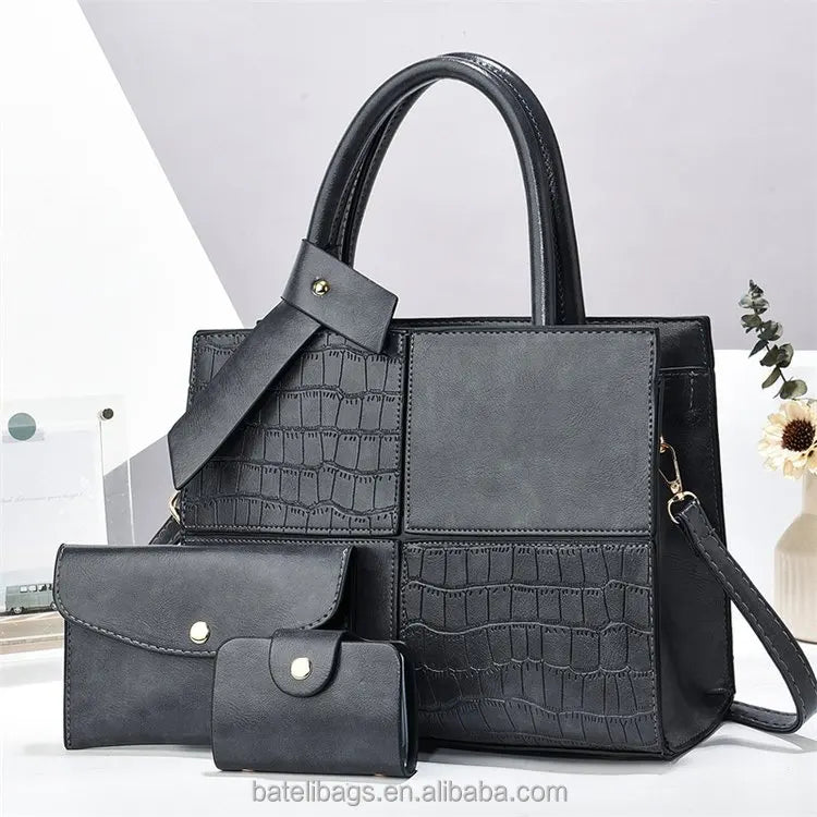 2025 Women's Handbags Designer Bags Capacity with Zip Casual Style Three Piece Pu Leather Handbag