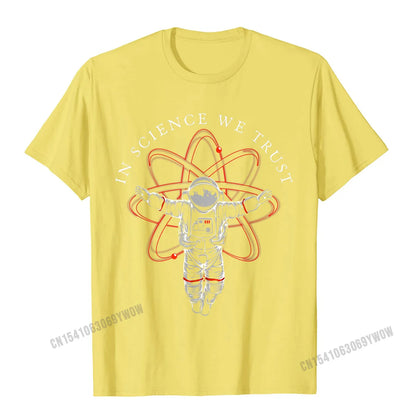 Atheist Shirt In Science We Trust Astronaut Humanist T-Shirt Camisas Men Cotton Tees Hip Hop New Design Casual Tshirts