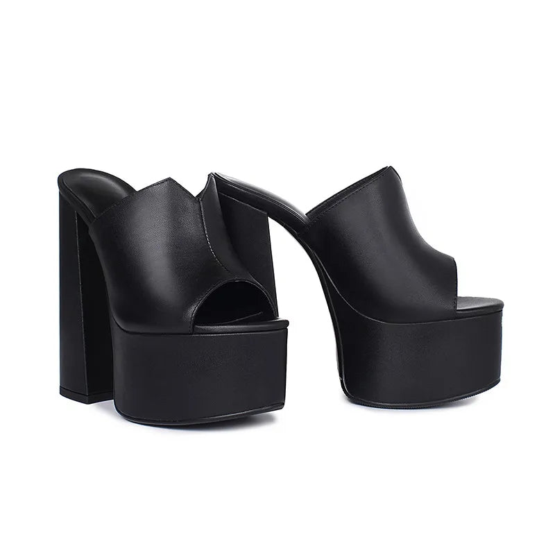 ASUMER 2024 genuine leather sandals women fashion brand thick high heel party Night Club Shoes sexy platform sandals ladies - Kimlud