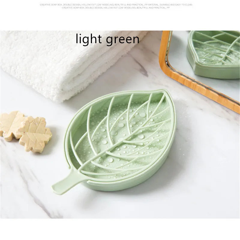 Suction Cup Soap Dish Box For Bathroom Shower Soap Holder with Drain Portable Leaf Shape Toilet Laundry Soap Rack Tray...