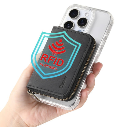 Denior | RFID-Blocking Zipper Wallet with Multiple Card Slots | Faux Leather | Strong Magnetic ID Credit Card Holder Money Bag