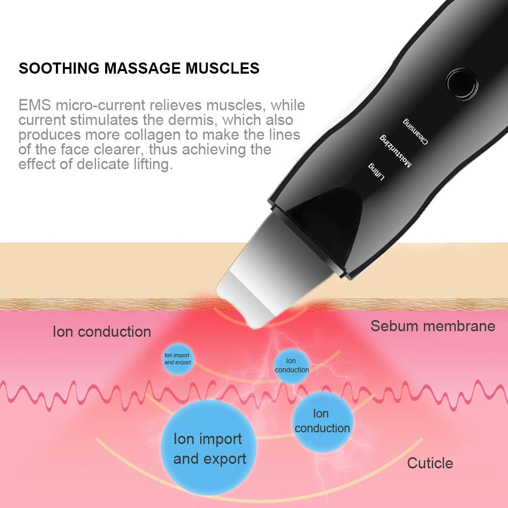 Vibration Face Skin Scrubber Blackhead Remover Facial Pore Cleaner Face Lifting Deep Clean Face Skin Tool Vibration Face...