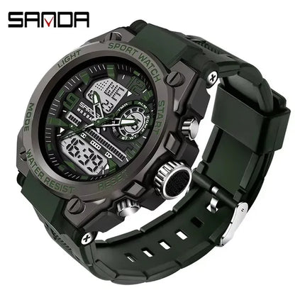 SANDA 6024 2025 Top Brand Men's Digital Watches 5ATM Waterproof Sport Wristwatch Quartz Watch for Men Clock Relogio Masculino - Kimlud