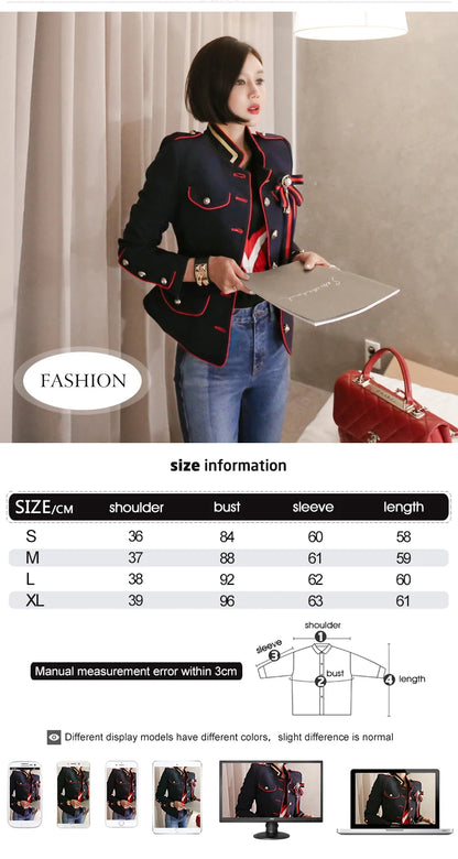Korean Elegant Office Women Jacket Chic Temperament Formal Vintage Single Breasted Slim Coat Suit Outerwear Blazer Spring Autumn
