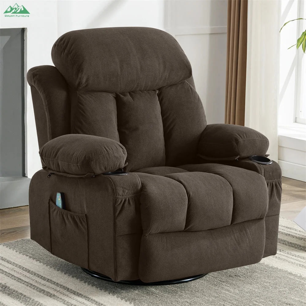 Wayon Modern Metal Frame Massage Heated Recliners with Remote Control and USB Charge Port for Home Furniture | Kimlud...