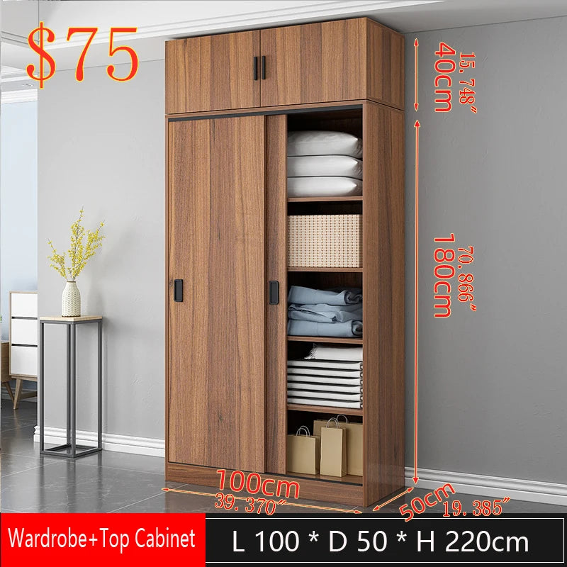 Factory Direct Sales Bedroom Furniture Wooden Sliding Door Wardrobe Wardrobe Simple Modern Factory High-capacity Wholesale