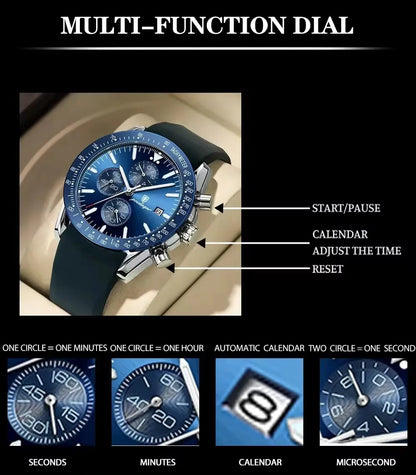 Poedagar 988 P988 Men's Chronograph Quartz Watch Luxury Waterproof Luminous Business Wristwatch for Men Montre Relojes Homme Uhr