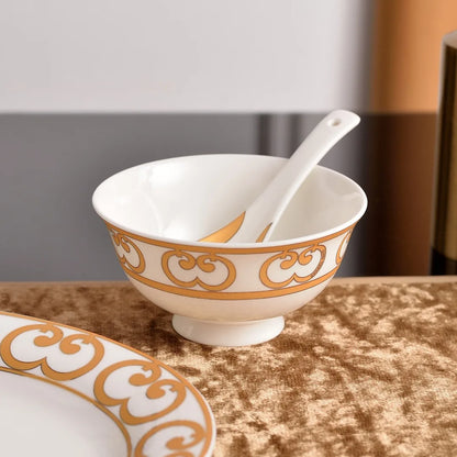 European Color Bone China Dinnerware Sets Family Tableware-Western Food Plate Bowl Coffee Set Classic Hot Sale Classic...