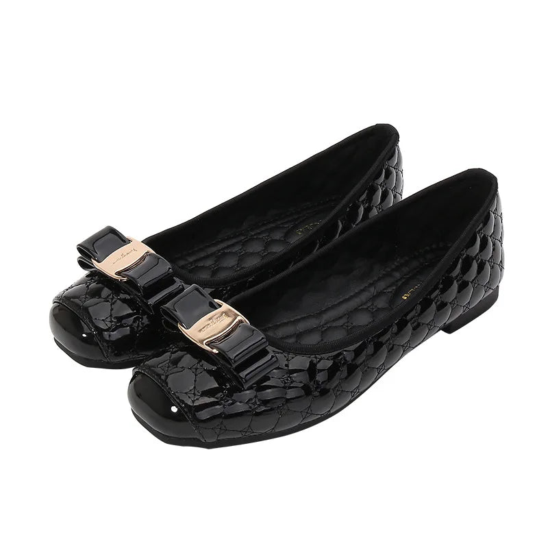 Women's Flat Shoes Spring Autumn New Square Toe Chain Comfortable Casual Square Toe Slip-On Female Shoes Large Size 36-42