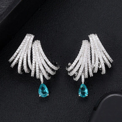 GODKI Luxury DOUBLE CLAWS STUD Earrings for Women Wedding Trendy Cubic Zircon Indian Party Jewelry GIFT