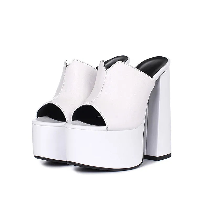 ASUMER 2024 genuine leather sandals women fashion brand thick high heel party Night Club Shoes sexy platform sandals ladies - Kimlud