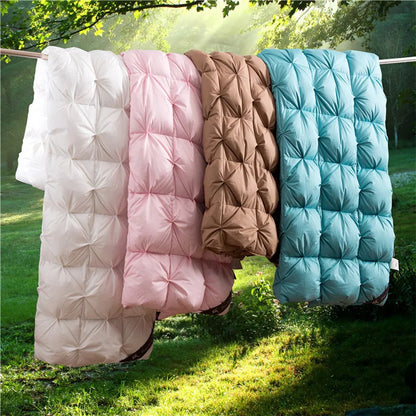 3D luxury 100% Goose Down Duvet Quilted Quilt King Queen Full size Comforter Winter Thick Blanket Solid Color - Kimlud