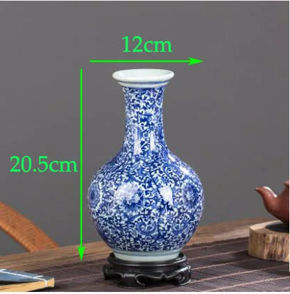 Chinese Jingdezhen Blue White Porcelain Antique Ceramic Vase Home Livingroom Table Figurines Decoration Store Flower Pot Crafts